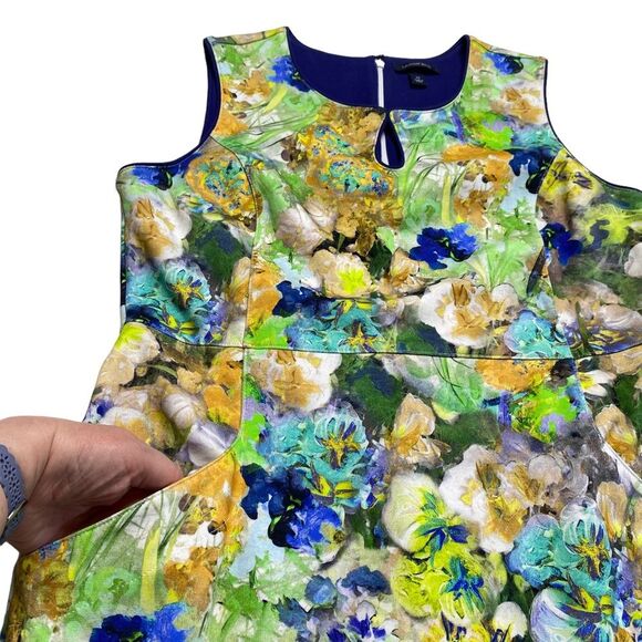 Land’s End Floral Sleeveless Sheath Dress Keyhole Neckline Pockets Sz 12 - Picture 11 of 15